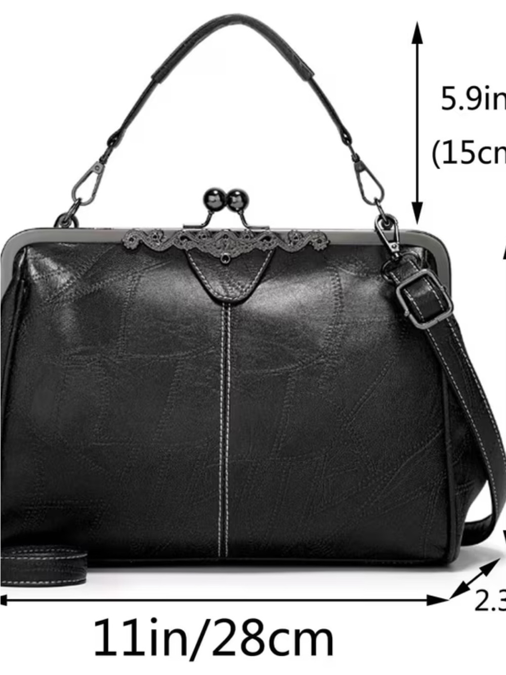 Classic Black Women's Frame Satchel - Unbranded 11x12